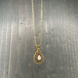 Van Doran Vintage 80s Genuine Ruby and Opal Necklace